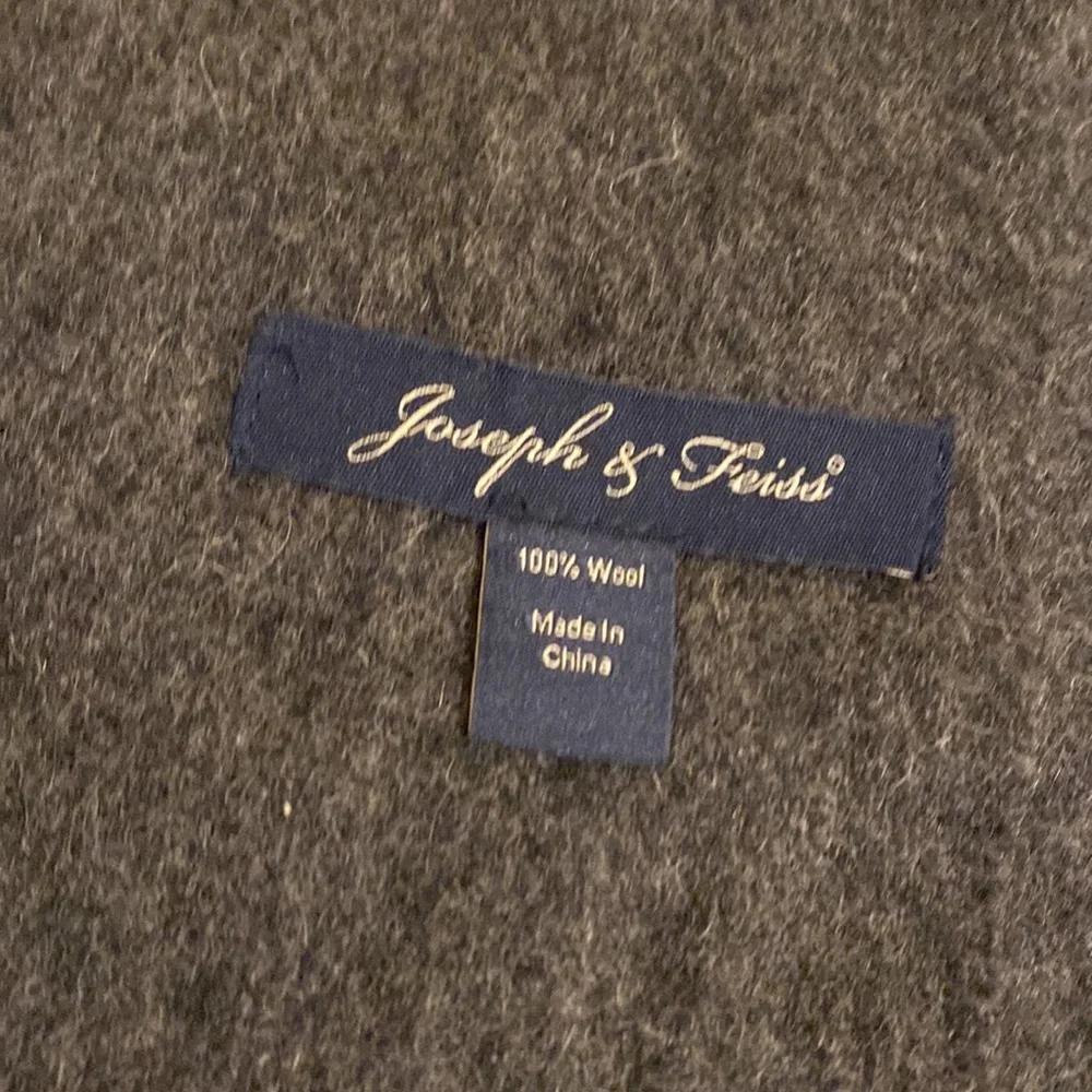 Joseph & Feiss Charcoal Wool Fabric Scarf